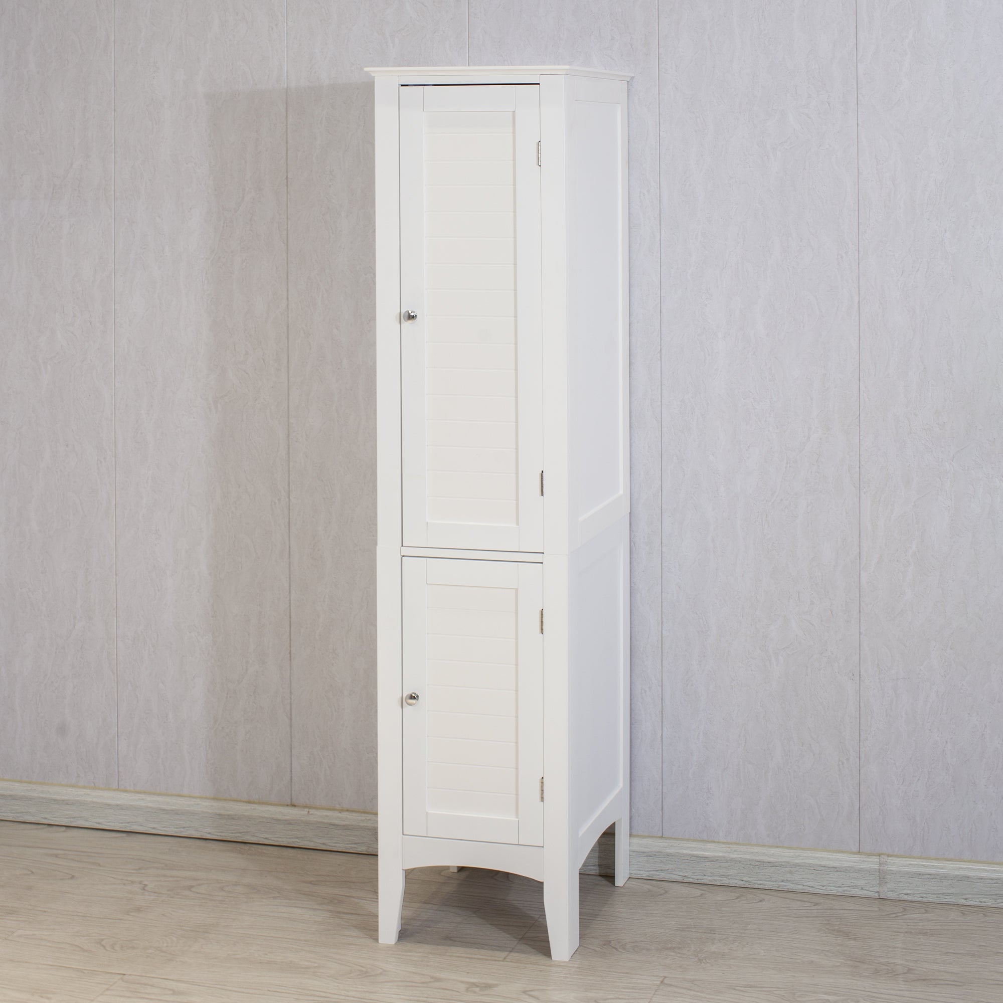 Tall Narrow Tower Freestanding Cabinet with 2 Shutter Doors