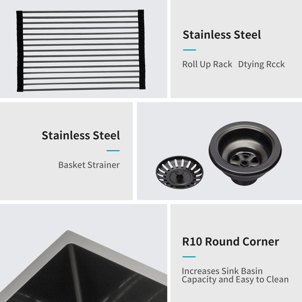 Double Bowl (60/40) Undermount Sink - 33"x19"x10" Gunmetal