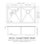 Double Bowl Undermount Sink - 33"x19"x10" Gunmetal