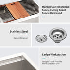 Double Bowl Farmhouse Sink Workstation - 33 Inch