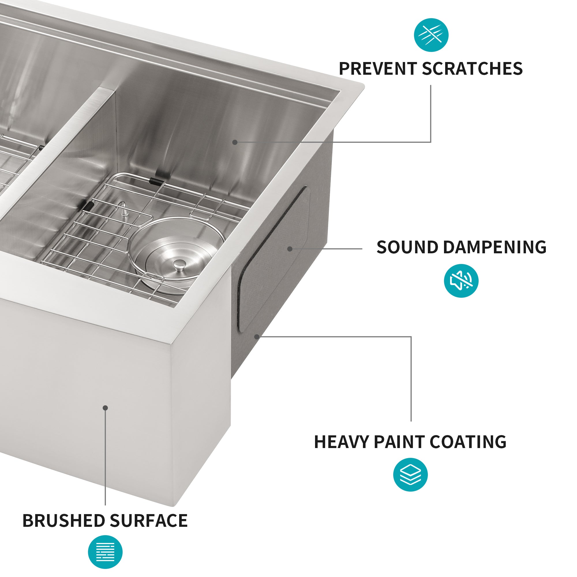 Double Bowl Farmhouse Sink Workstation - 33 Inch