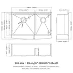 Double Bowl Farmhouse Sink Workstation - 33 Inch
