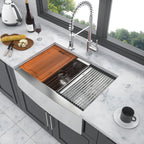 Double Bowl Farmhouse Sink Workstation - 33 Inch