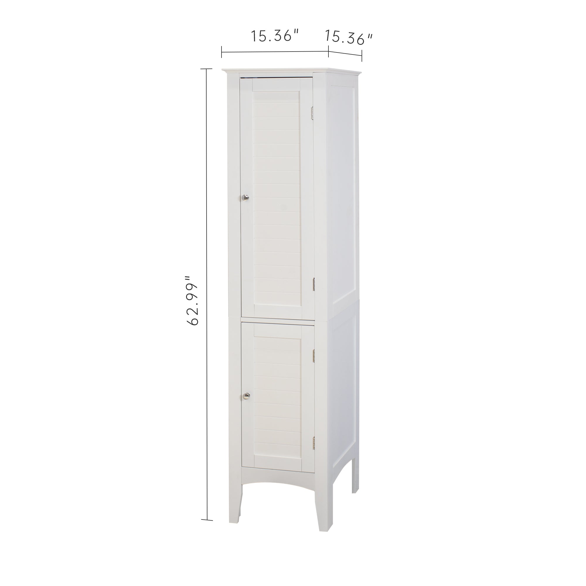 Tall Narrow Tower Freestanding Cabinet with 2 Shutter Doors