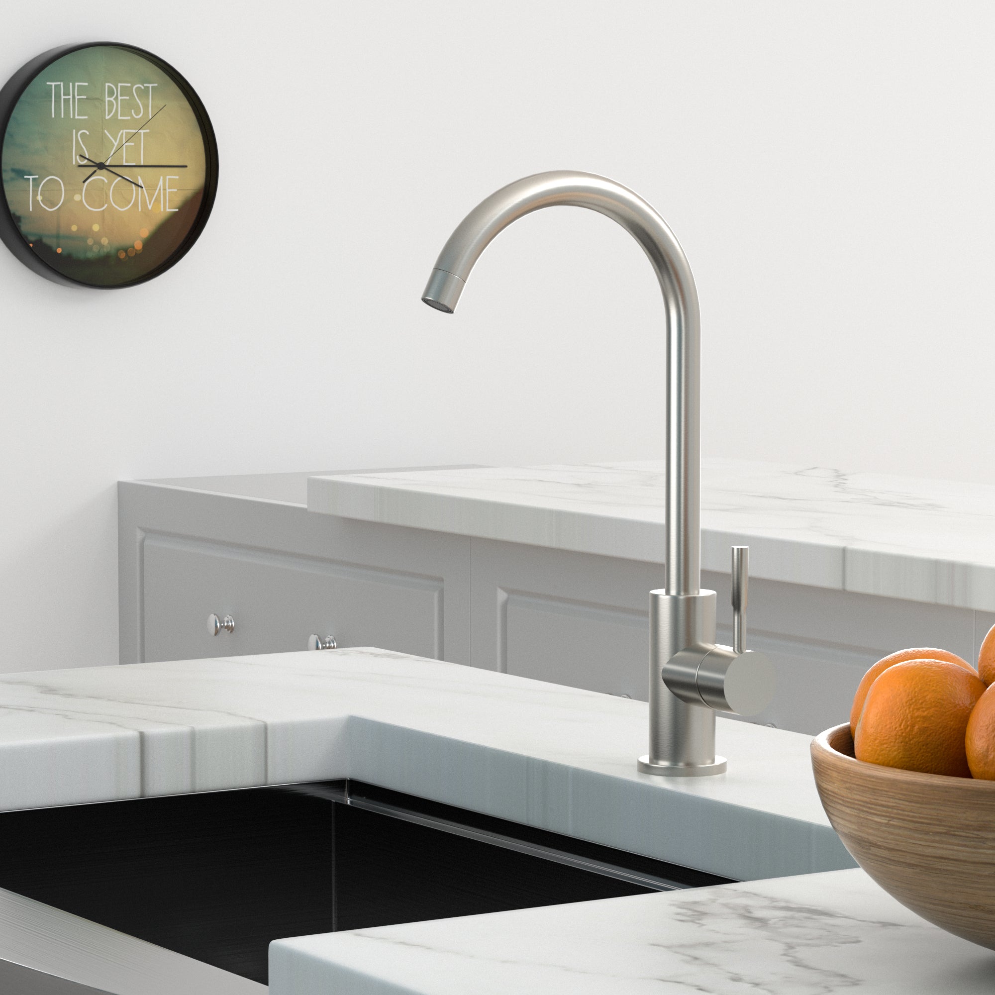 Brushed Nickel Kitchen Sink Faucet with Single Handles
