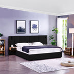 King Size Storage Velvet Upholstered Hydraulic Platform Bed
