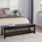Wooden Base Upholstered Bench for Bedroom and Entryway