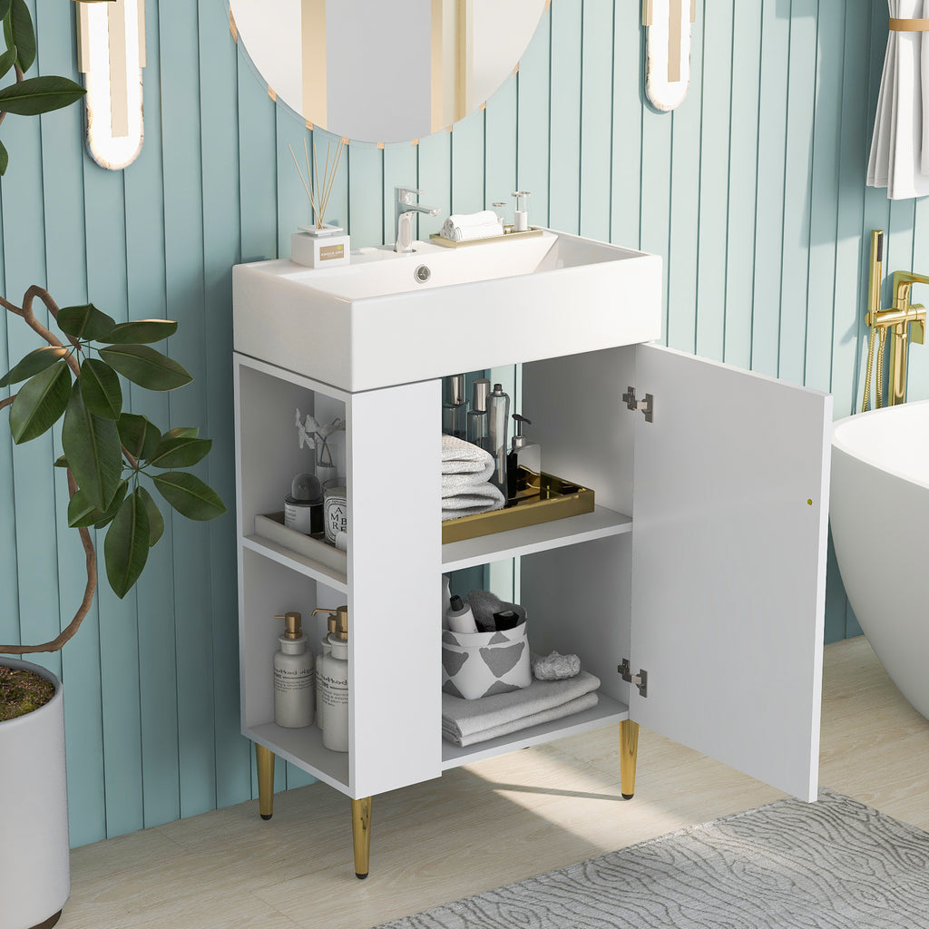 21.6" White Left Side Storage Bathroom Vanity