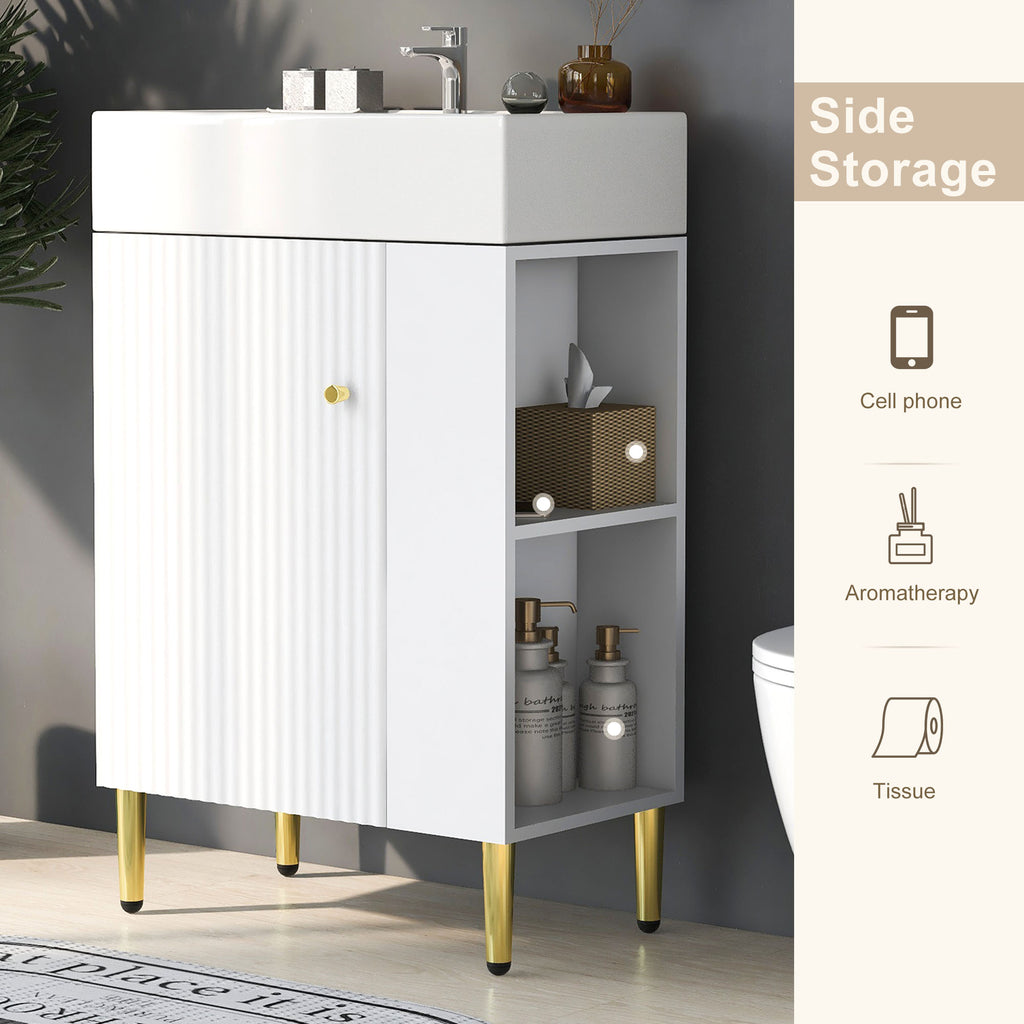 21.6" White Right Side Storage Bathroom Vanity