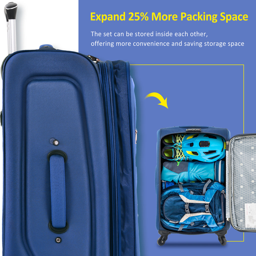 Softside Luggage Expandable 3 Piece Set