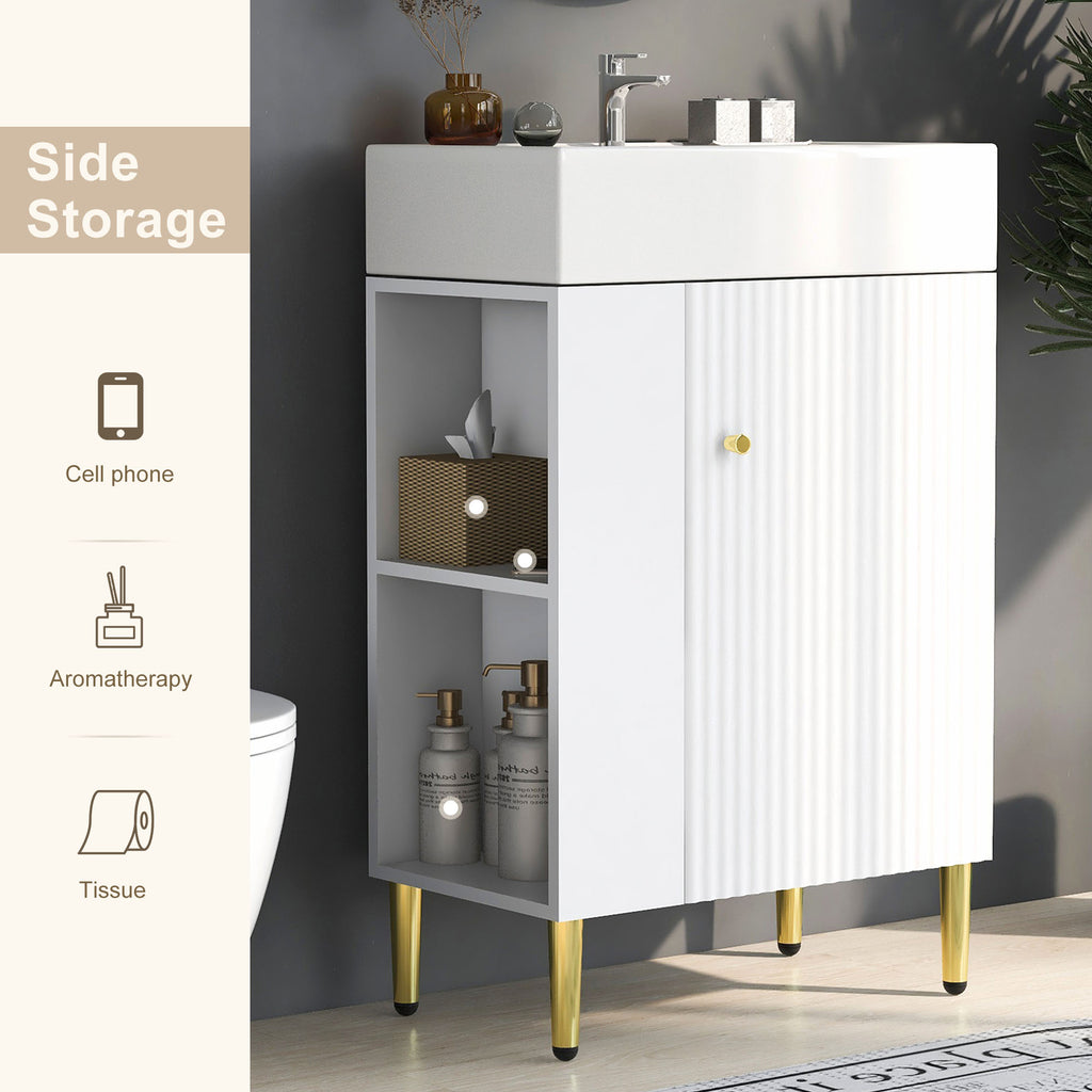 21.6" White Left Side Storage Bathroom Vanity