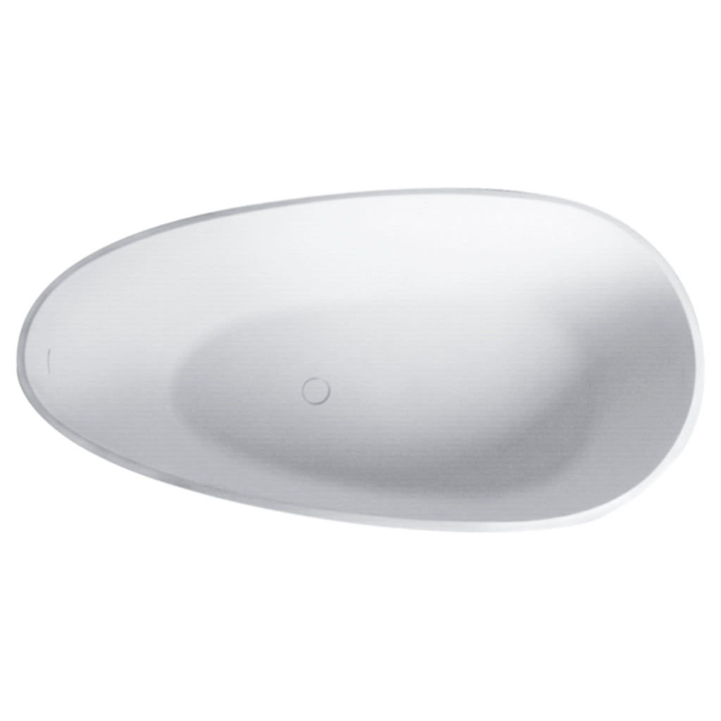 59 Inch Freestanding Egg Shape Solid Surface Bathtub