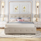 Upholstered Platform Bed with 2 Drawers and 1 Twin XL Trundle