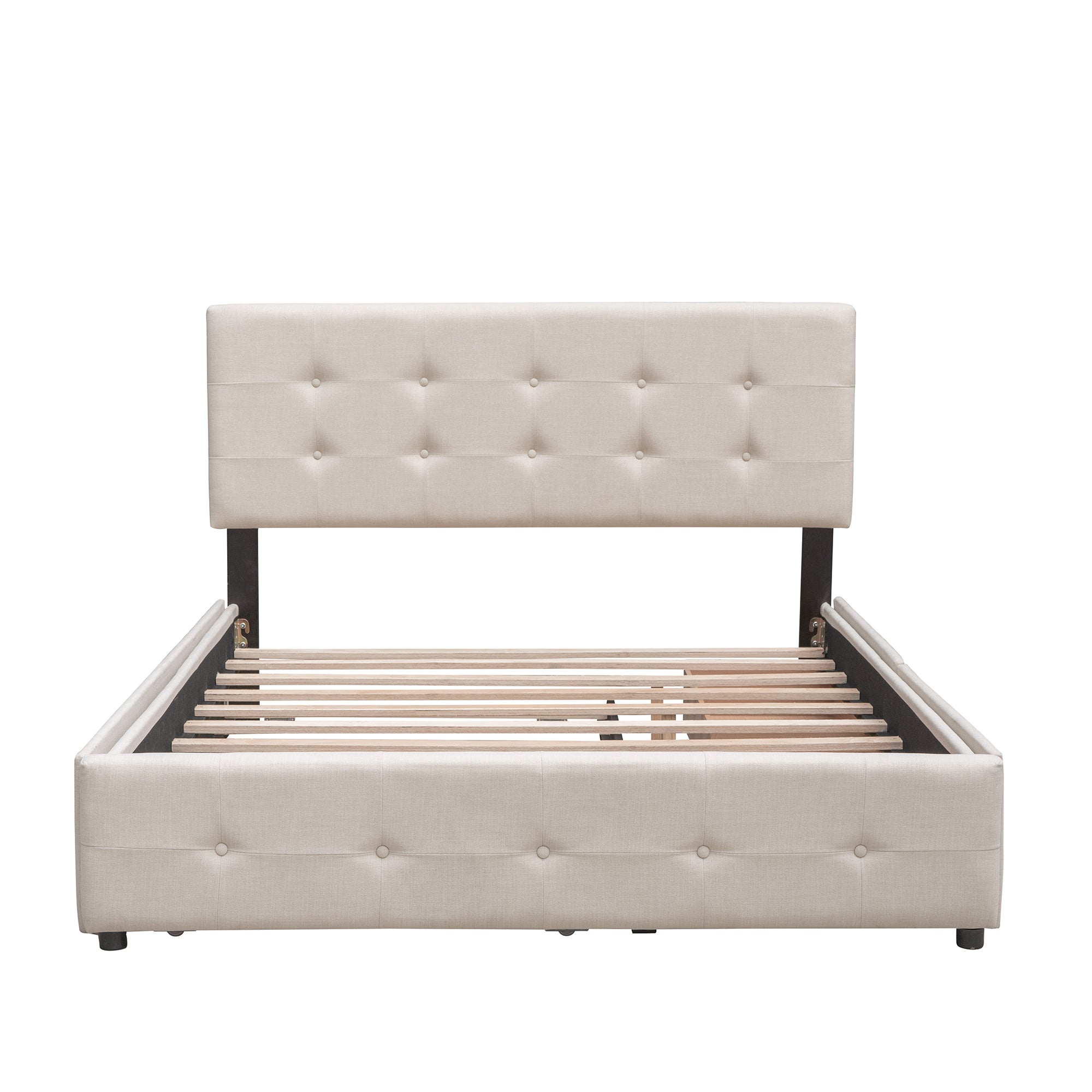Upholstered Platform Bed with 2 Drawers and 1 Twin XL Trundle