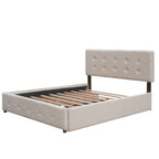 Upholstered Platform Bed with 2 Drawers and 1 Twin XL Trundle