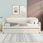 Twin Size Upholstery Daybed with Trundle and USB Charging Design
