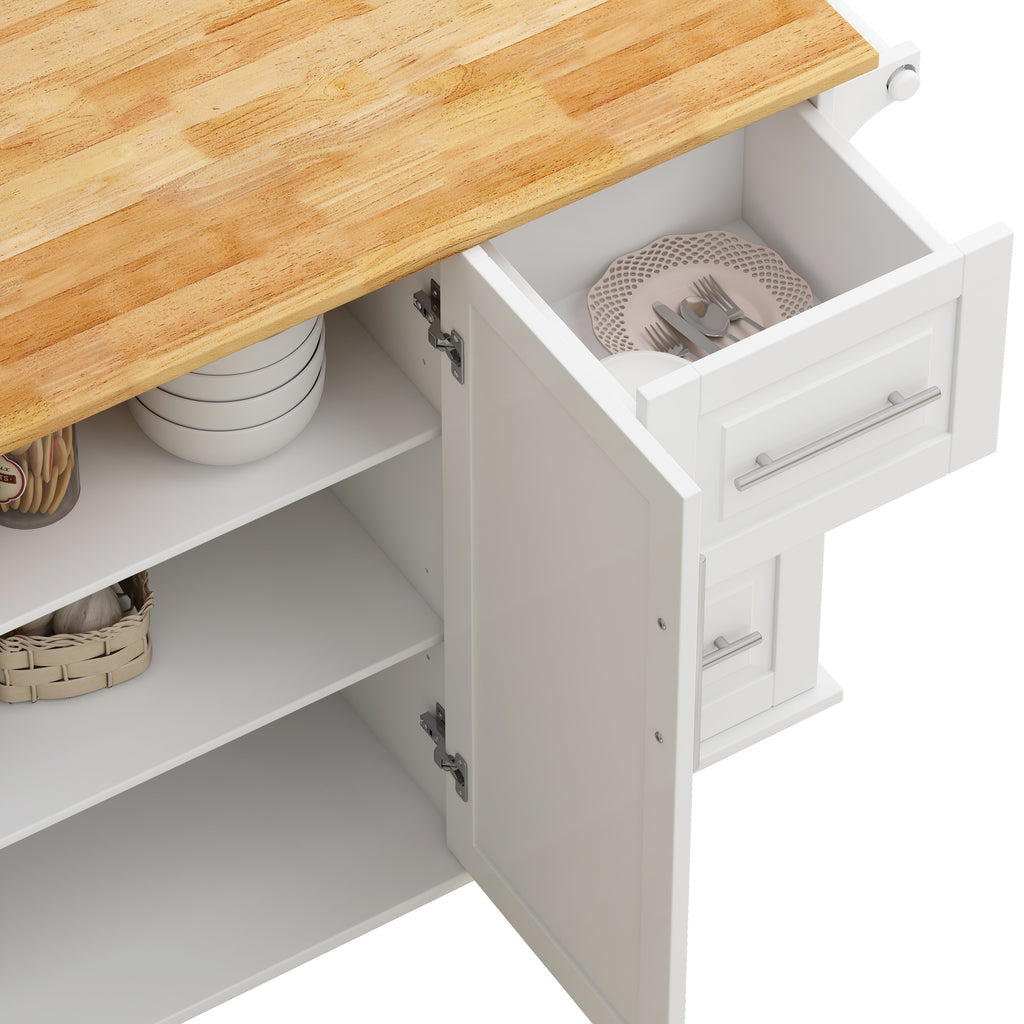 Kitchen Island Cart with Cabinet and Drawers