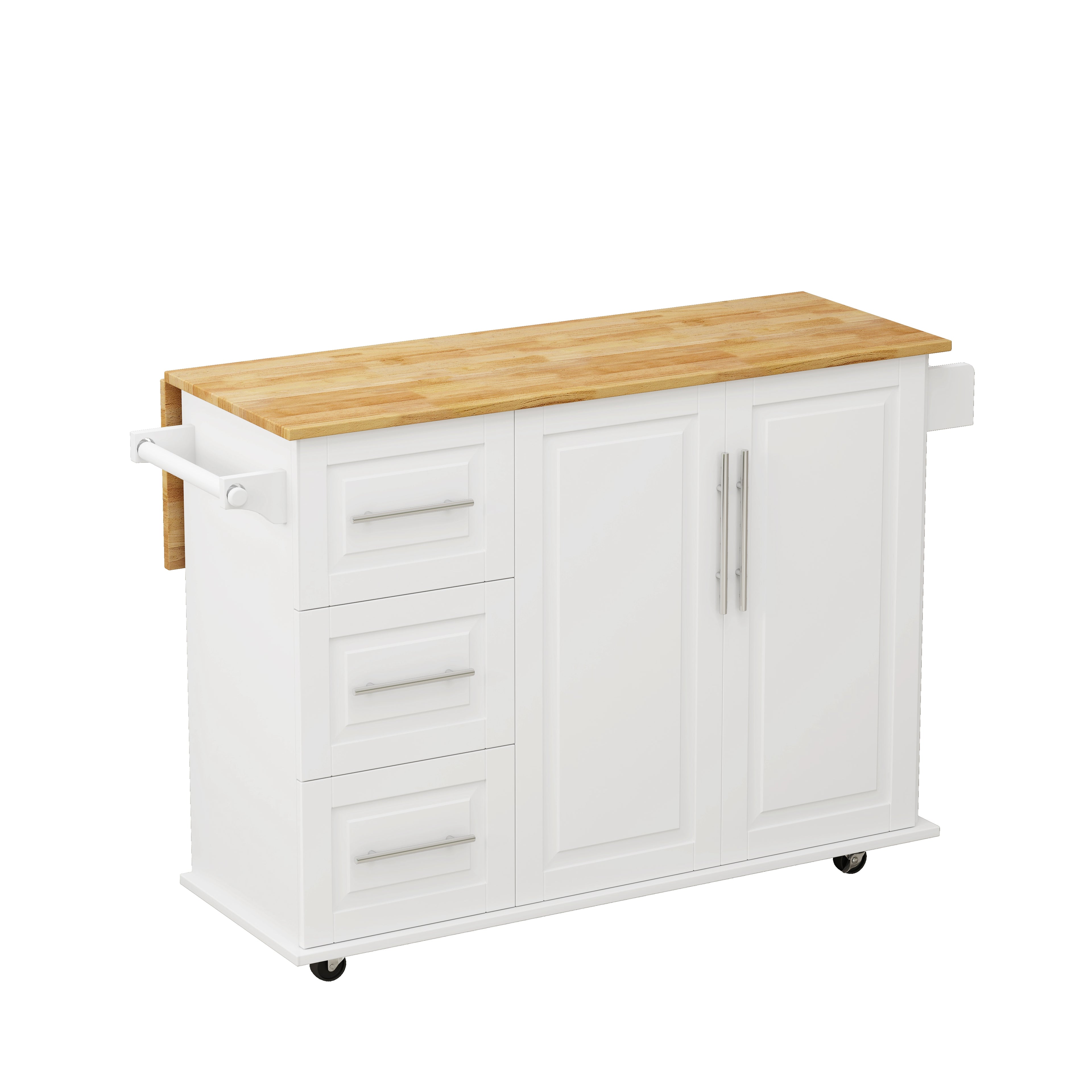 Kitchen Island Cart with Cabinet and Drawers