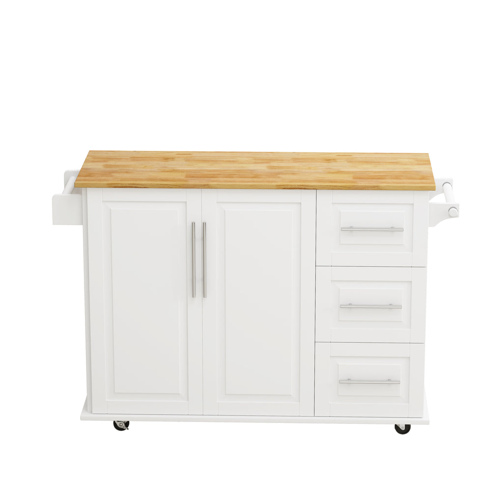 Kitchen Island Cart with Cabinet and Drawers