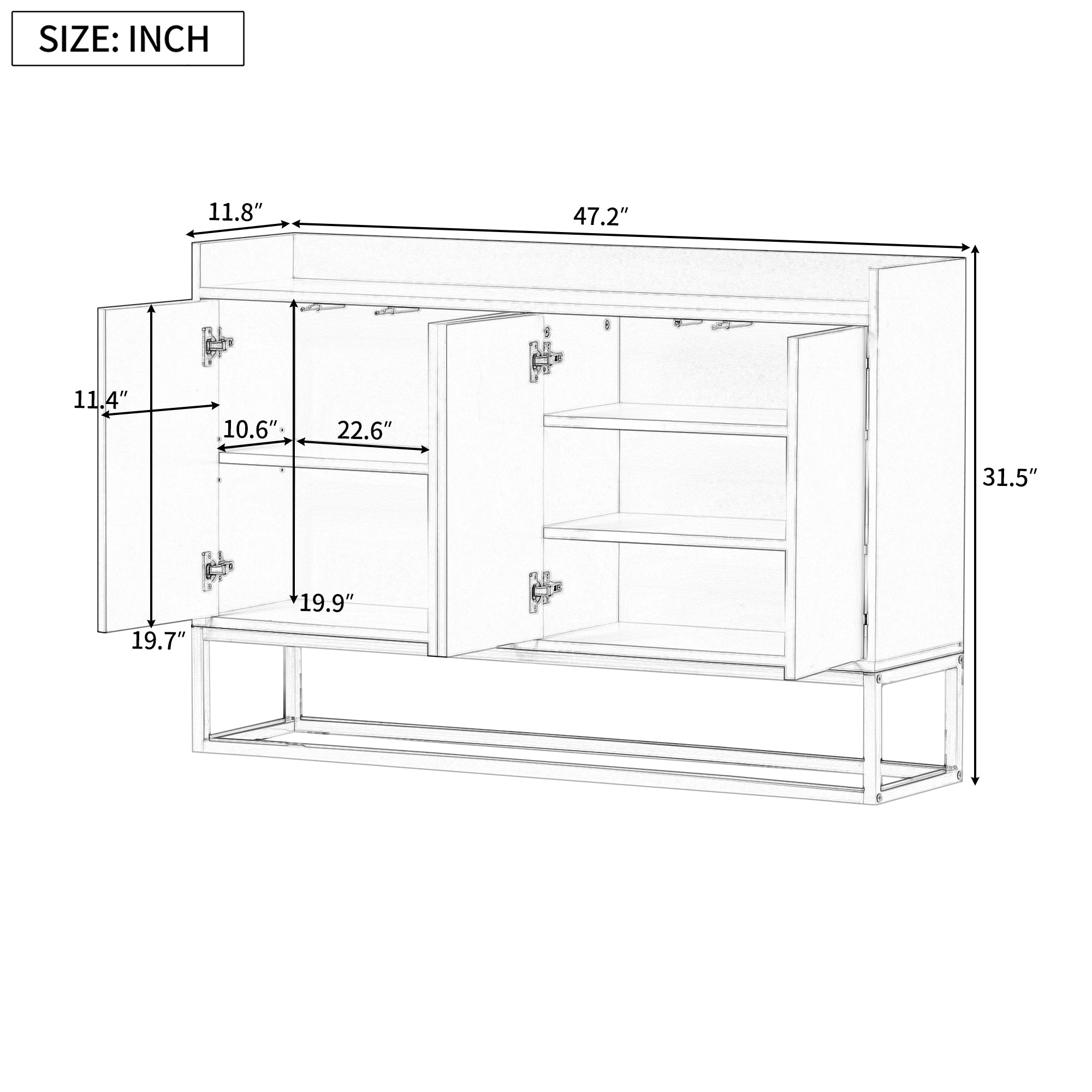 TREXM Modern Sideboard Elegant Buffet Cabinet