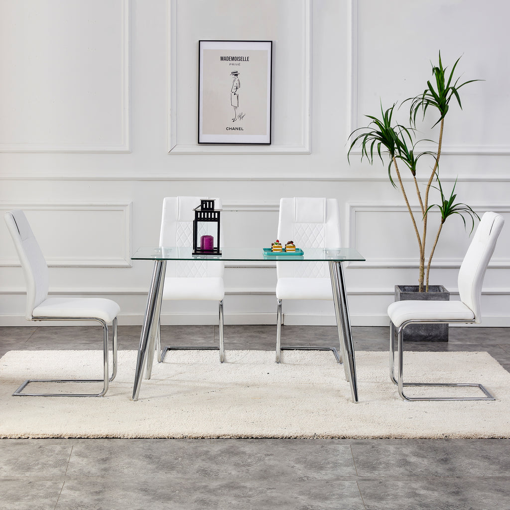 Modern Dining Chairs with Faux Leather Padded Seat