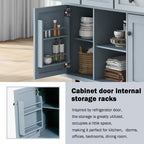 Kitchen Cart with Rubber Wood Drop-Leaf Countertop