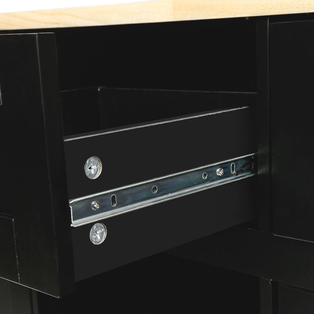 Kitchen Cart with Rubber Wood Drop-Leaf Countertop