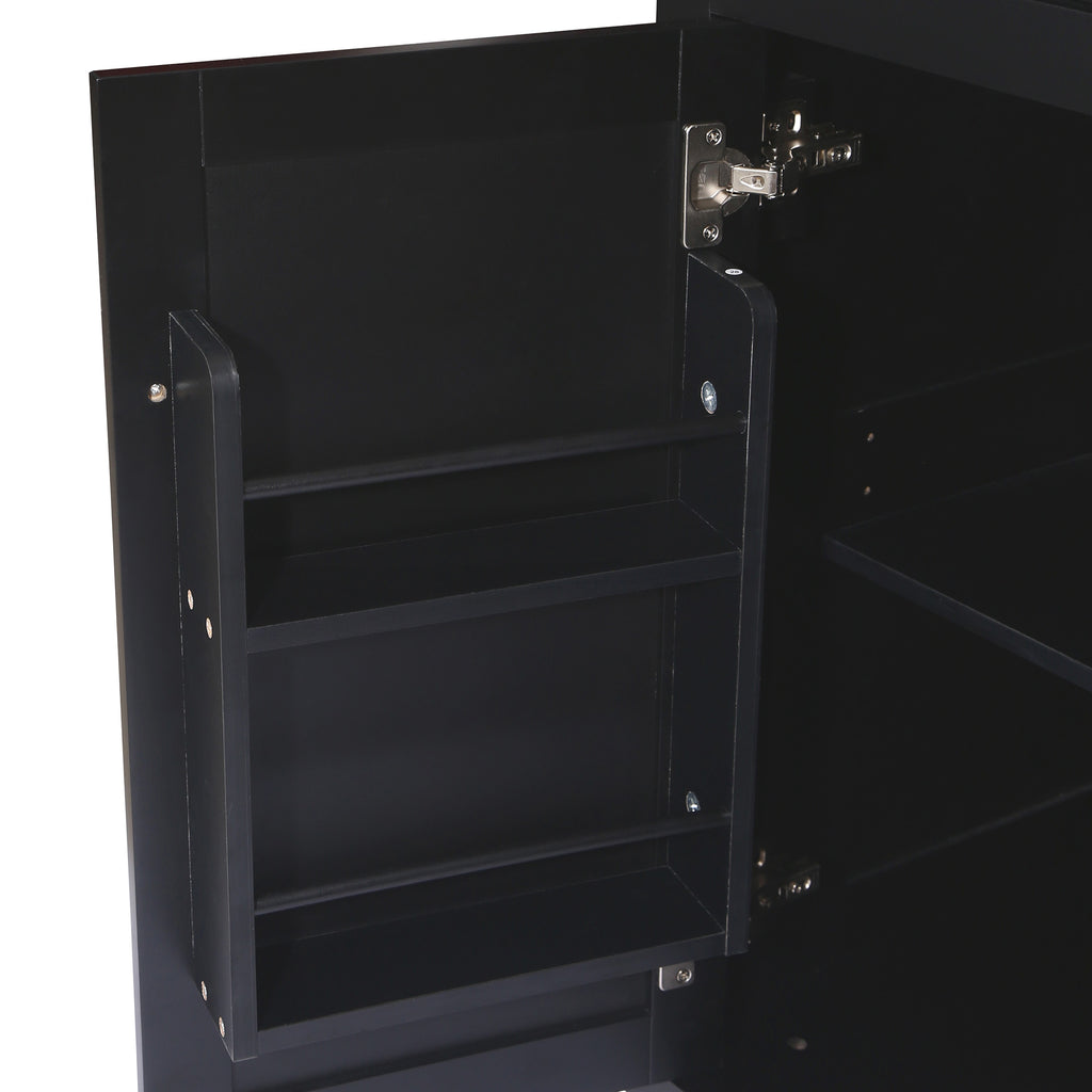 Kitchen Cart with Rubber Wood Drop-Leaf Countertop