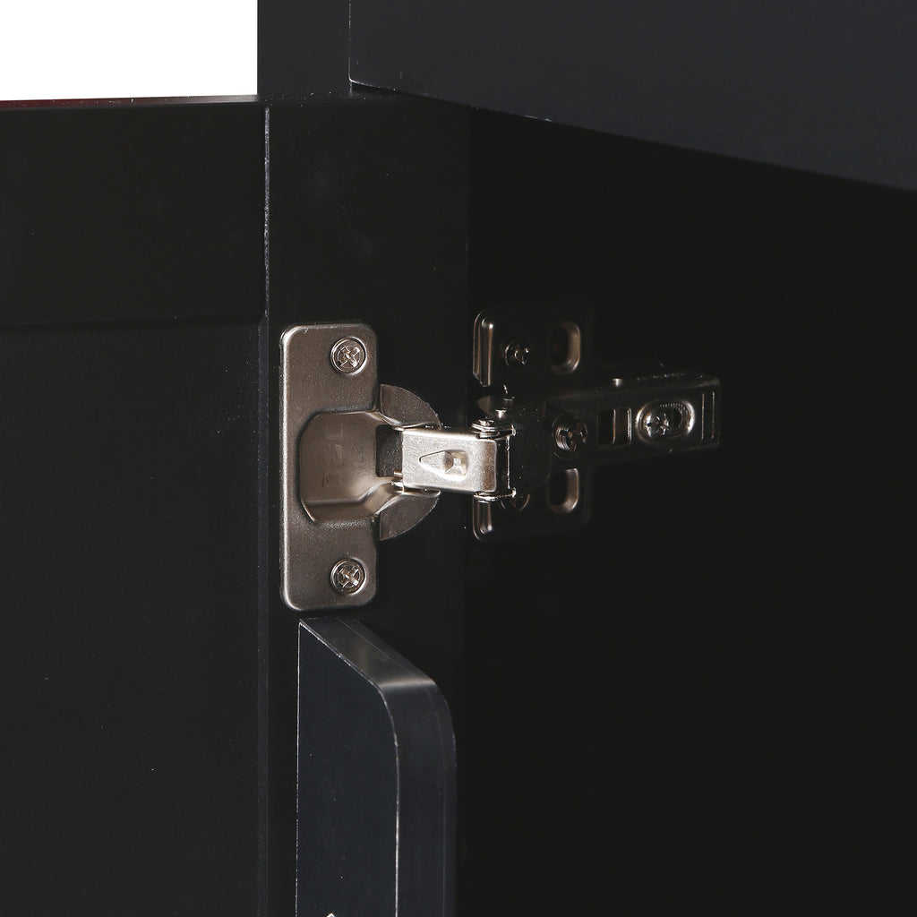 Kitchen Cart with Rubber Wood Drop-Leaf Countertop