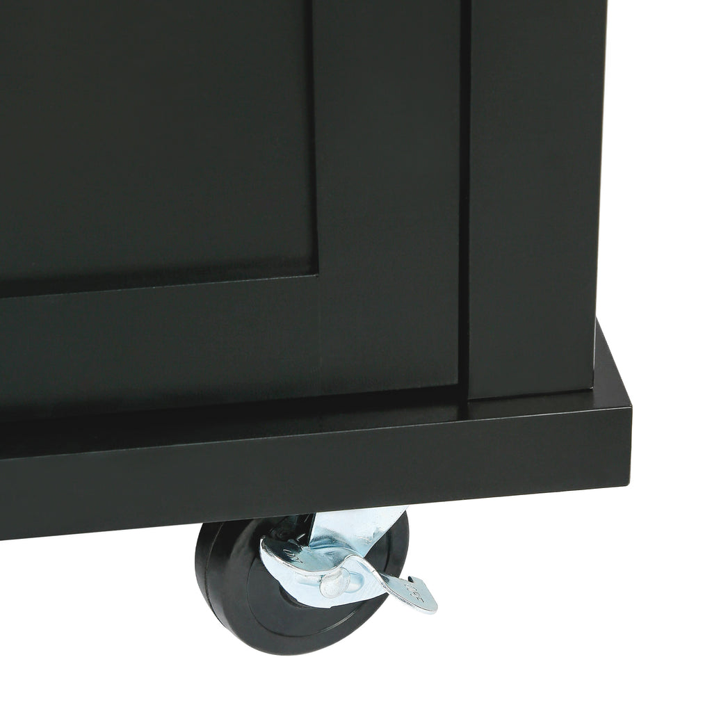 Kitchen Cart with Rubber Wood Drop-Leaf Countertop