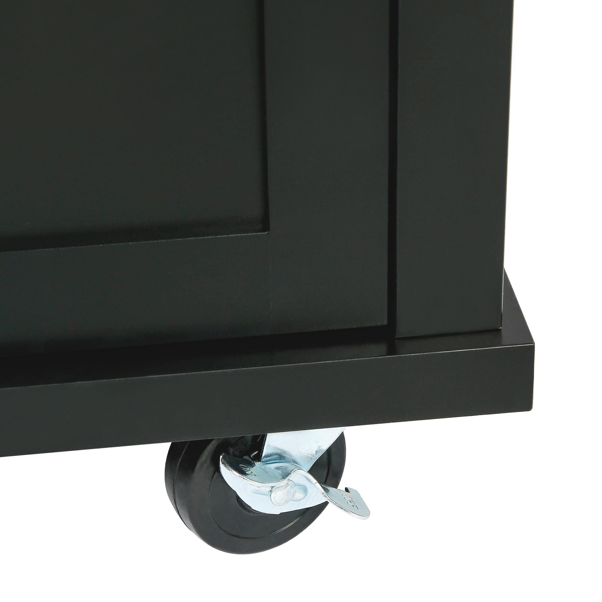 Kitchen Cart with Rubber Wood Drop-Leaf Countertop