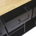 Kitchen Cart with Rubber Wood Drop-Leaf Countertop