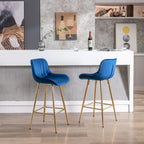 26 Inch Set of 2 Velvet Bar Stools with Steel Frame