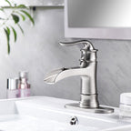 Waterfall Spout Bathroom Faucet - Brushed Nickel