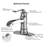 Waterfall Spout Bathroom Faucet - Brushed Nickel