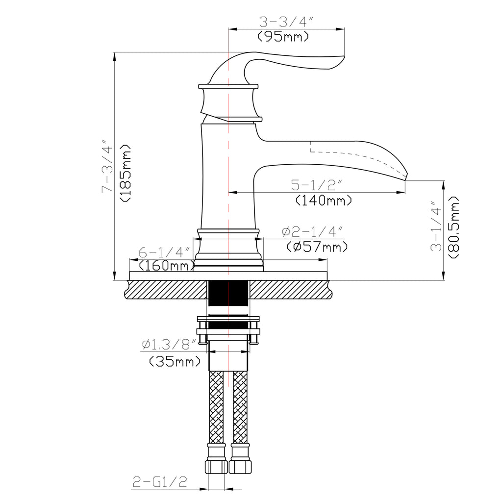 Waterfall Spout Bathroom Faucet - Brushed Nickel