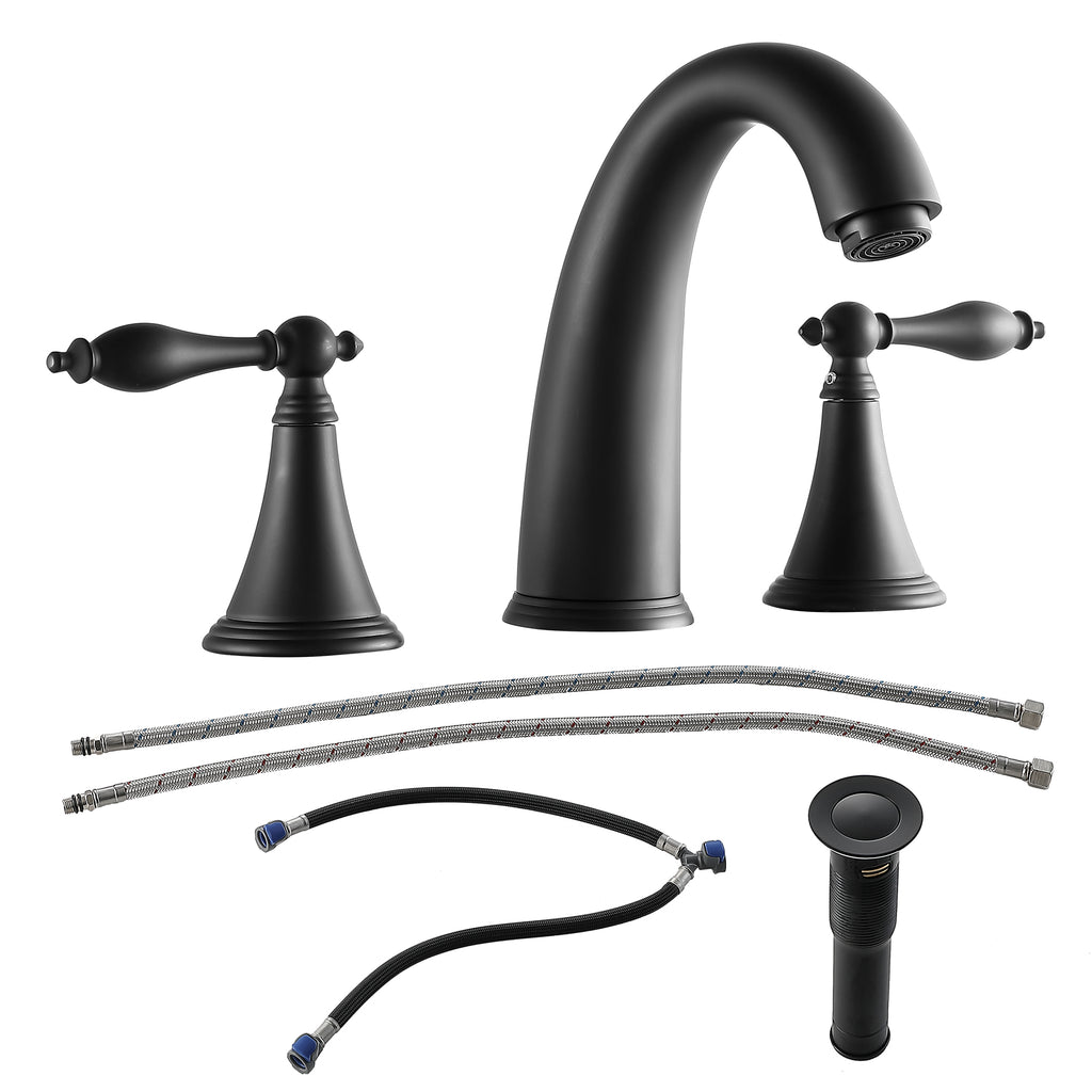 Matte Black 2 Handle Widespread Bathroom Faucet