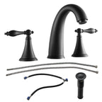 Matte Black 2 Handle Widespread Bathroom Faucet