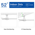 YUHAO 52 Inch Integrated LED Ceiling Fan Lighting with Remote Control