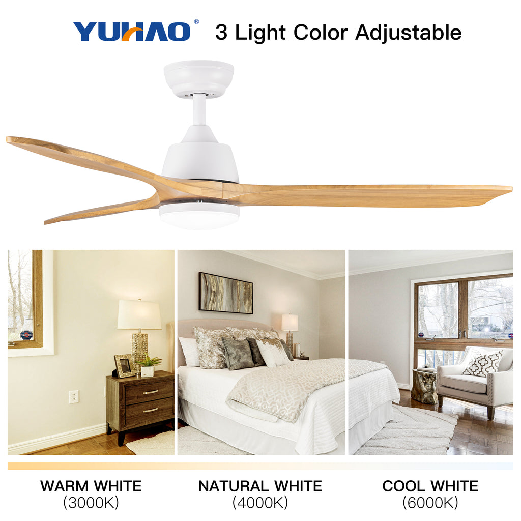 YUHAO 52 Inch Integrated LED Ceiling Fan Lighting with Remote Control