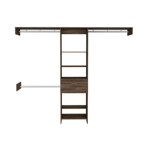 Calveston 1-Drawer 4-Shelf Closet System - Dark Walnut