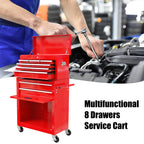 High Capacity Rolling Tool Chest with Wheels and Drawers, 8-Drawer Tool Storage Cabinet - Red