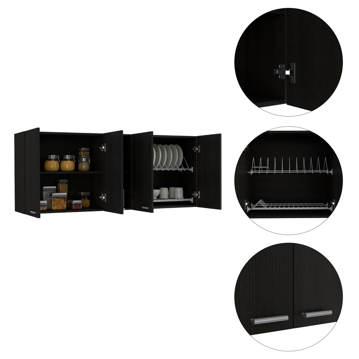 59-Inch Four Swing Doors Wall Cabinet Wenge