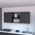 59-Inch Two Center Glass Doors Wall Cabinet Wenge