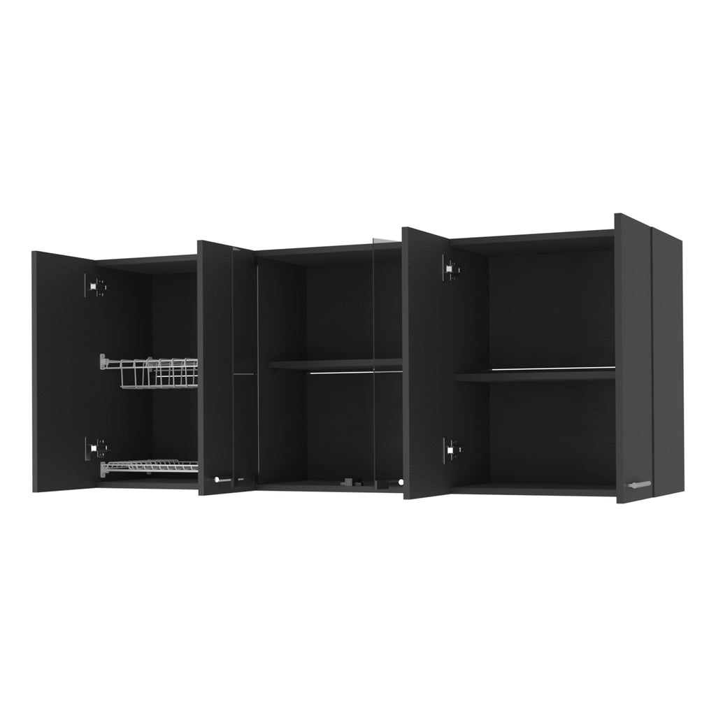 59-Inch Two Center Glass Doors Wall Cabinet Wenge