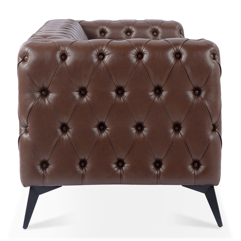 84.06 Inch Width Traditional Square Arm 3 Seater Sofa