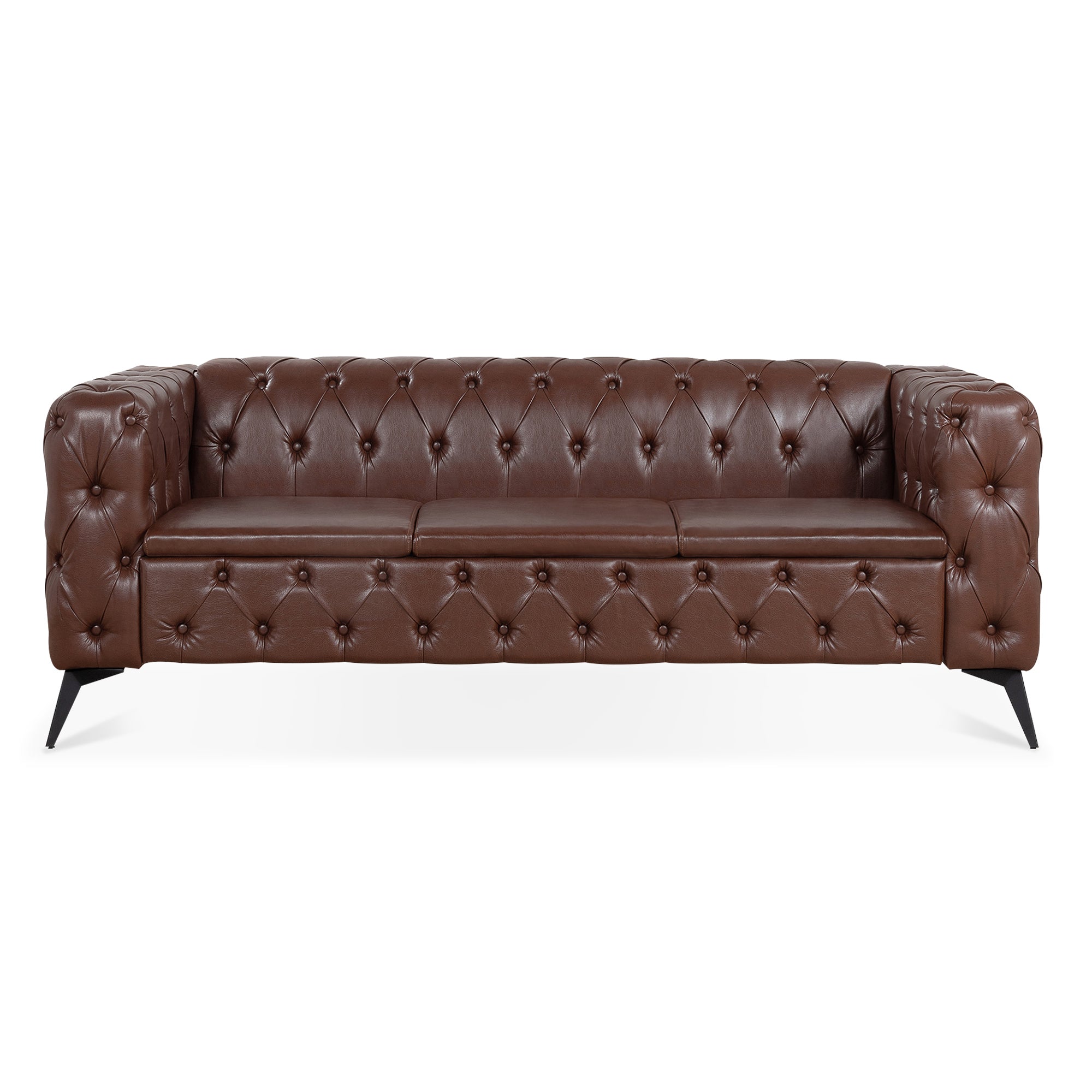 84.06 Inch Width Traditional Square Arm 3 Seater Sofa