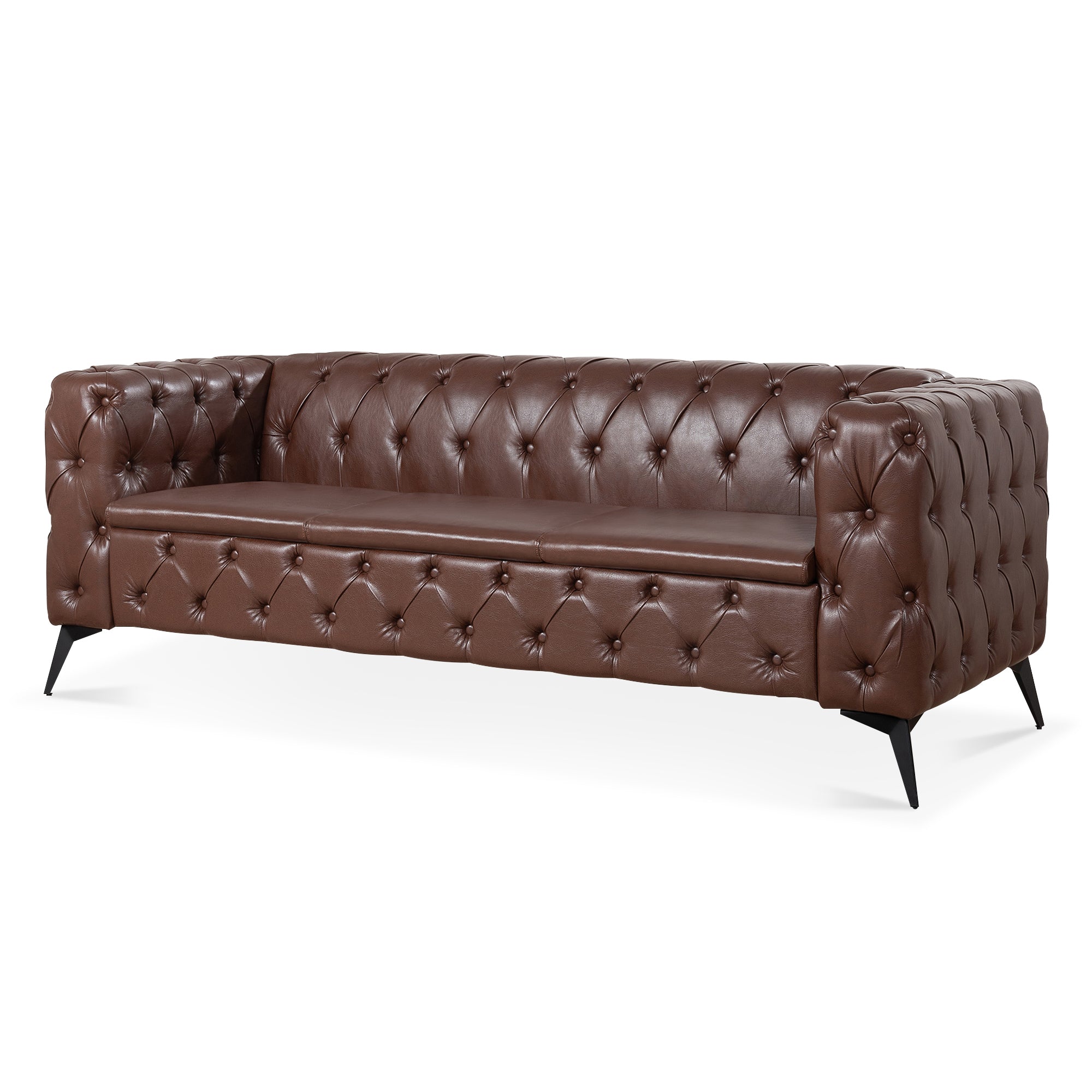 84.06 Inch Width Traditional Square Arm 3 Seater Sofa