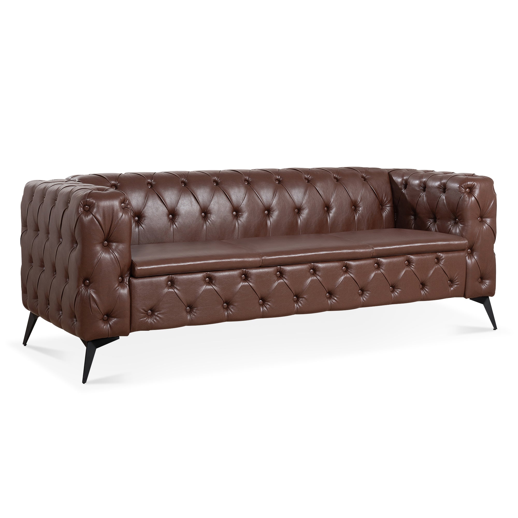 84.06 Inch Width Traditional Square Arm 3 Seater Sofa
