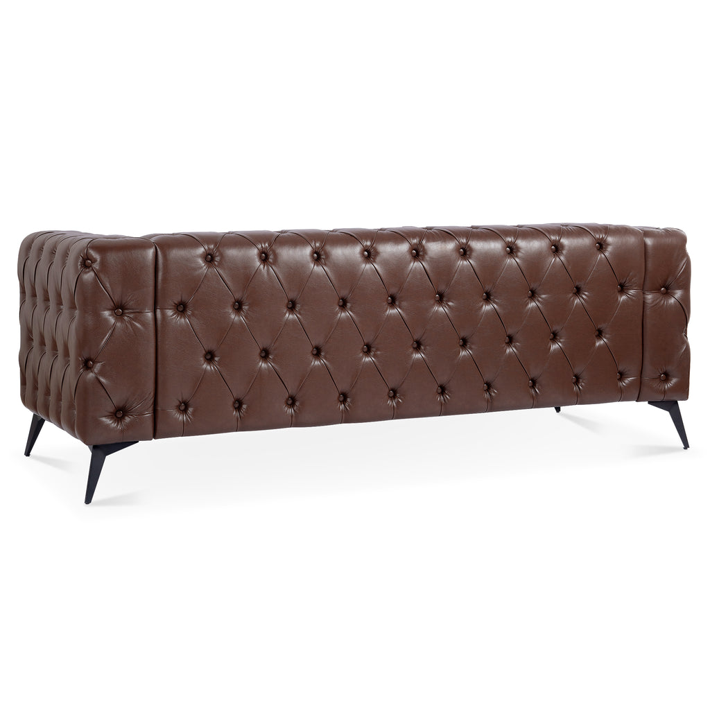 84.06 Inch Width Traditional Square Arm 3 Seater Sofa